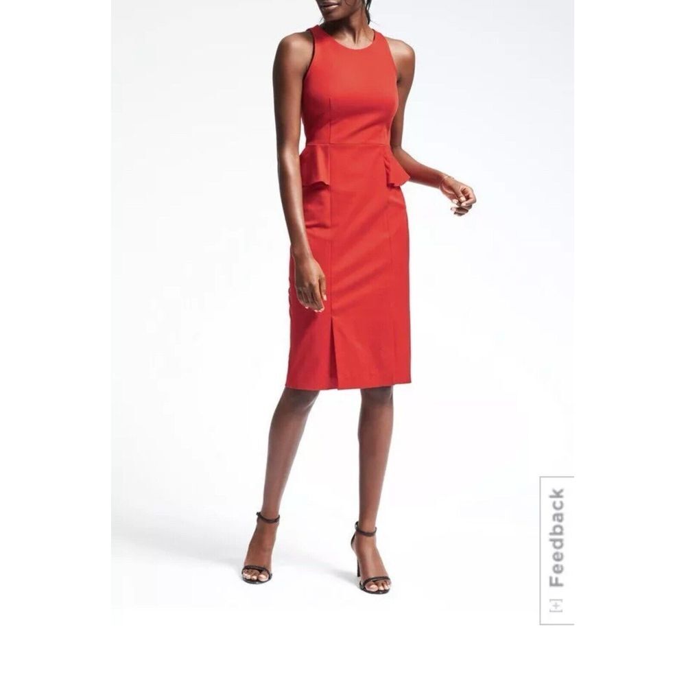 Banana Republic Bi-stretch Side-Peplum Sheath in Warm Orange‎ Size Fall Size 6